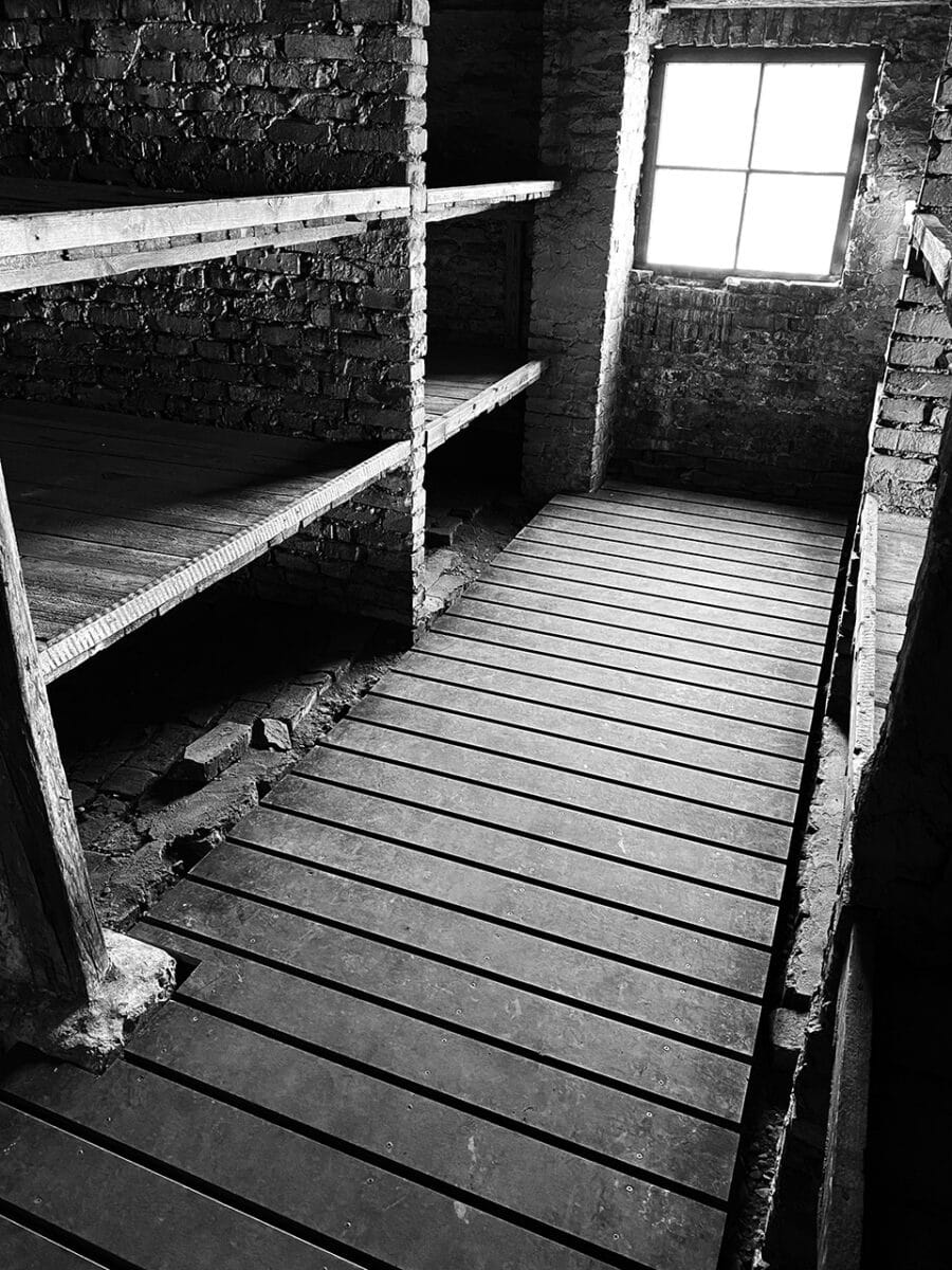 Inside the prison blocks of Auschwitz.