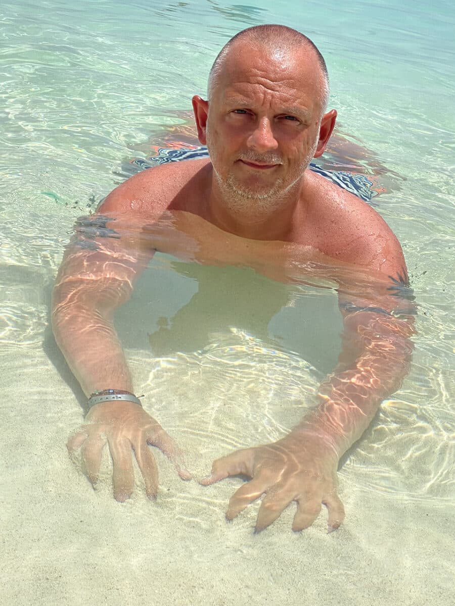 Jason loving the sea in Aruba.