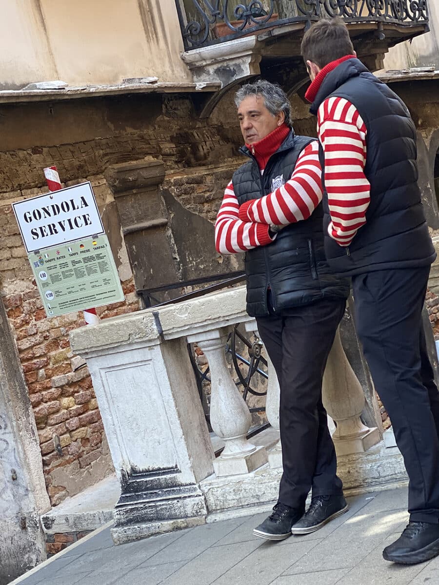 Gondoliers in Venice.