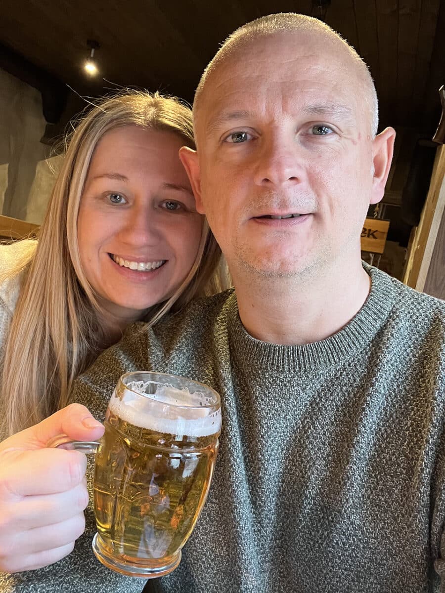 Drinking a well-deserved beer, Poland.