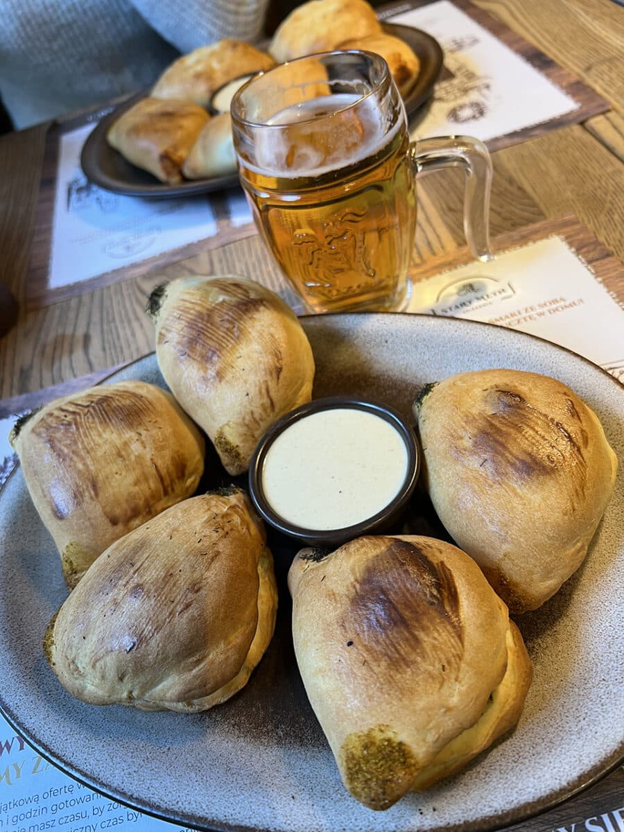Delicious baked Pierogi, Poznań.