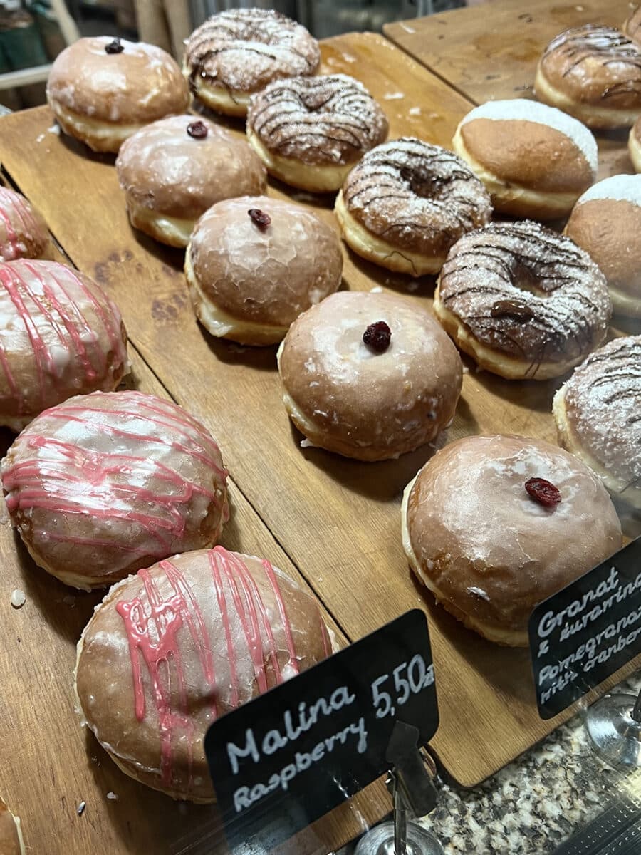 Delicious doughnuts at Goraca Bakery, Wrocław.