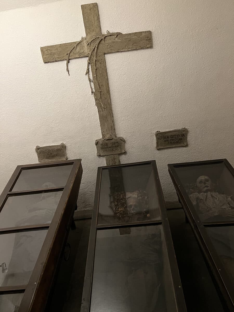 The underground crypt in Brno.