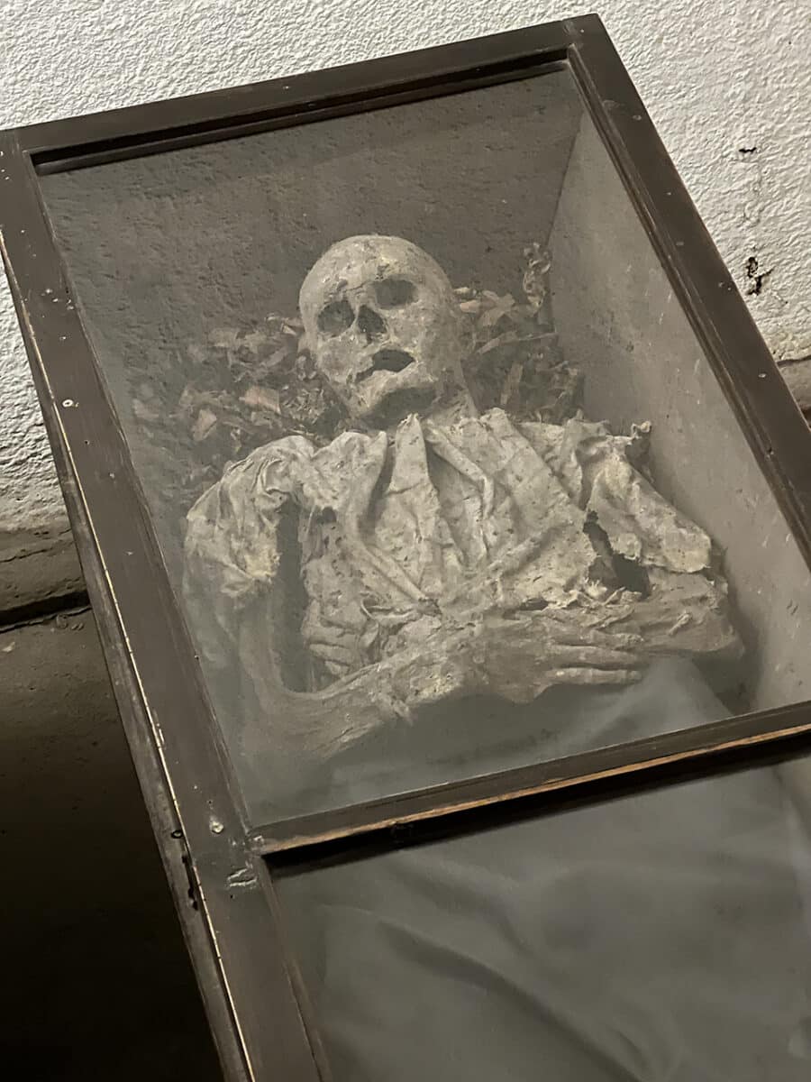 Mummified Capuchin monks and the bodies of notable locals lie underneath the Church of the Holy Cross, Brno.