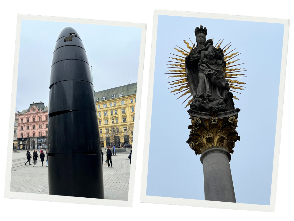 Astronomical Clock and Marian Plague Column, Brno.
